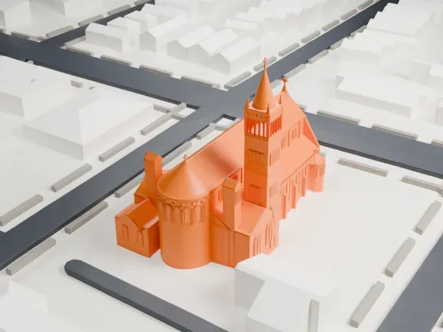 St. Vincent de Paul Catholic Church, Bayonne model, West view