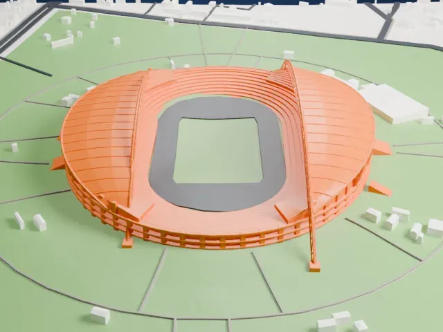 Stade d'Angondjé model, North view