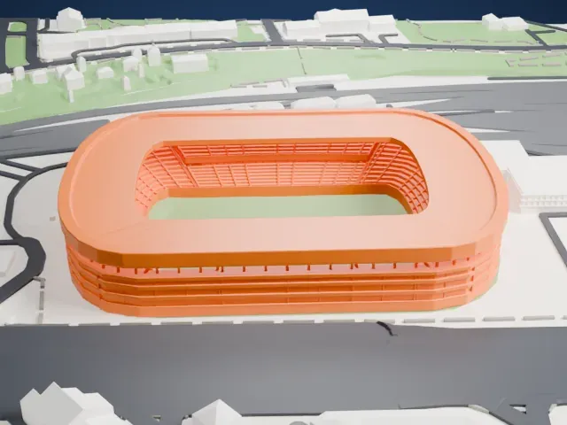 Stade de Genève model, East view