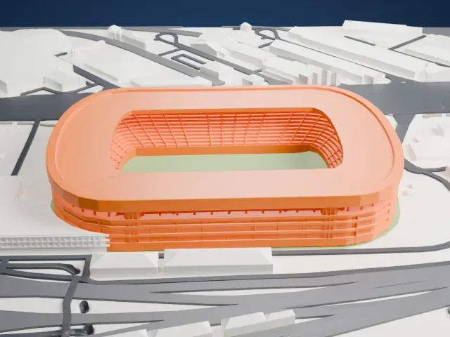 Stade de Genève model, West view