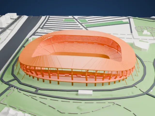 Stade de la Beaujoire model, East view