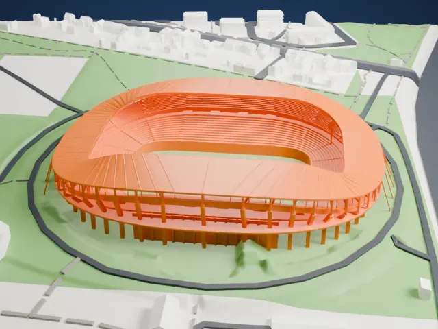 Stade de la Beaujoire model, West view