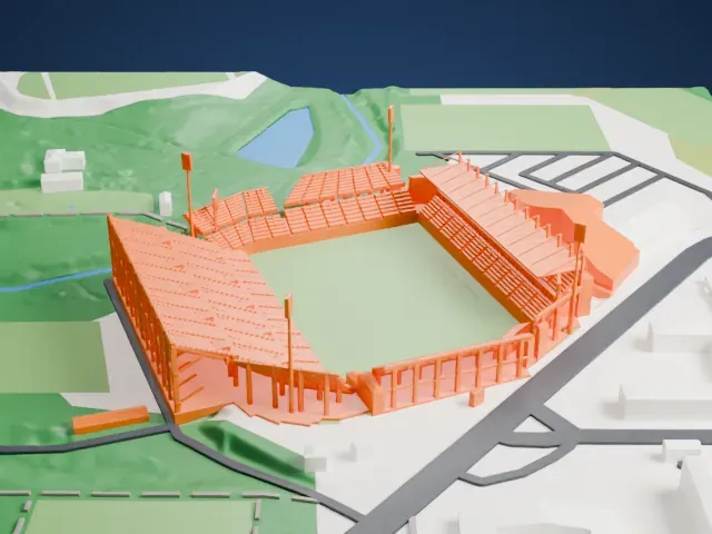 Stade de la Mosson model, East view