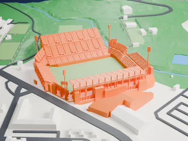 Stade de la Mosson model, North view