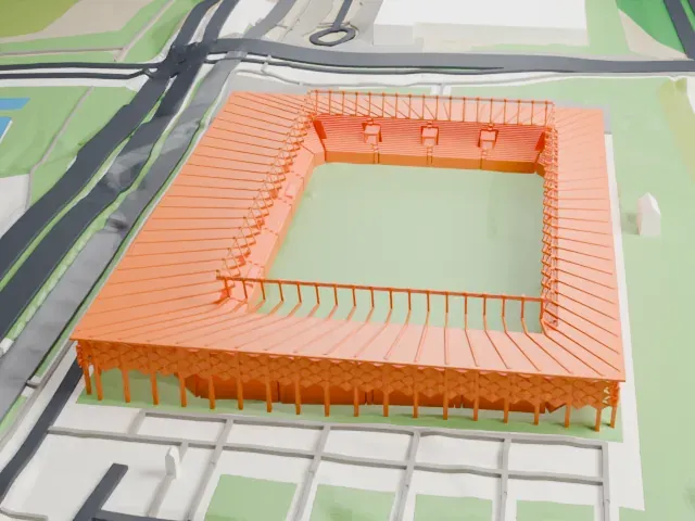 Stade de Luxembourg model, East view