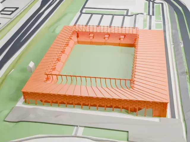 Stade de Luxembourg model, West view
