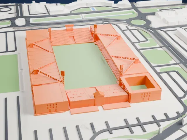 Stade des Costières model, East view