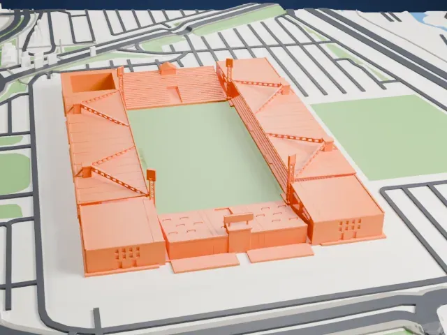 Stade des Costières model, West view