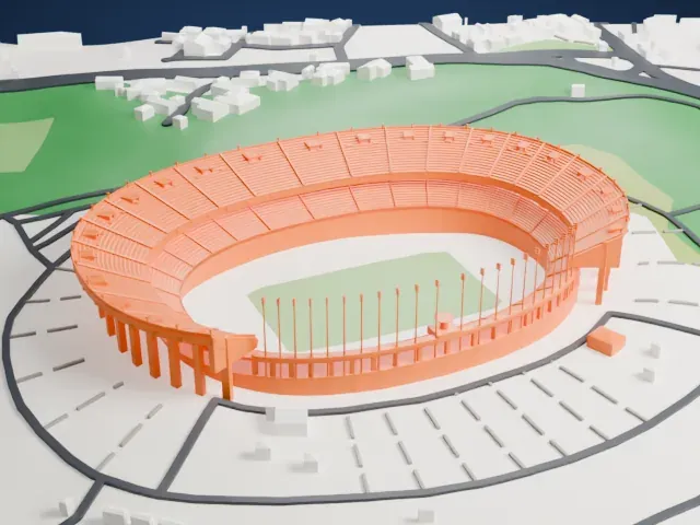 Stade du 5 Juillet 1962 model, East view
