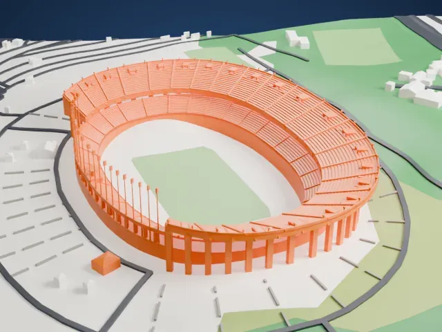 Stade du 5 Juillet 1962 model, North view