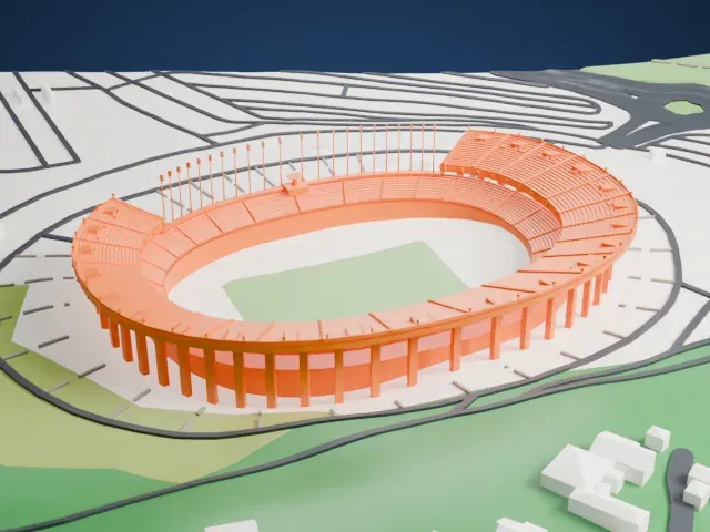 Stade du 5 Juillet 1962 model, West view