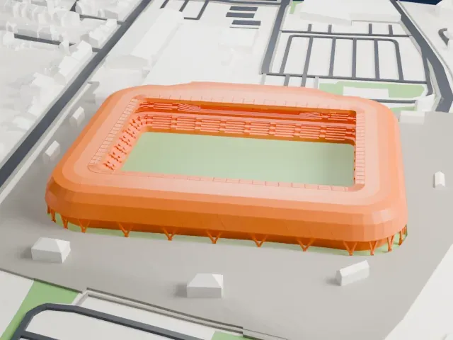 Stade du Hainaut model, East view