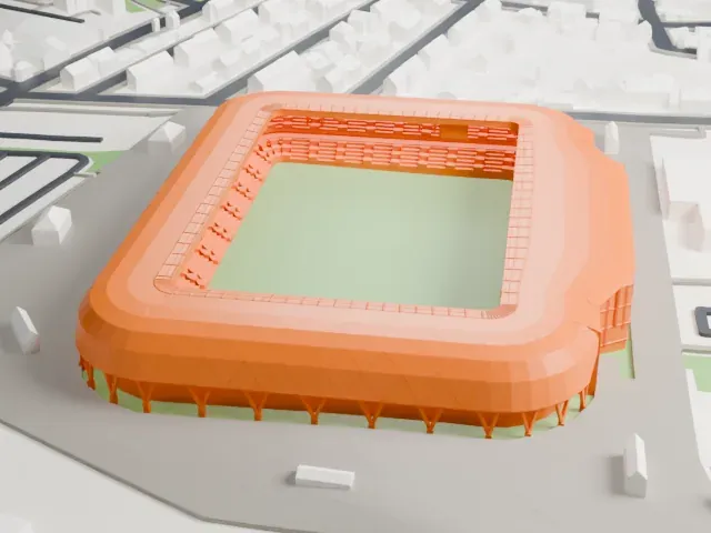 Stade du Hainaut model, North view