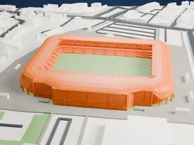 Stade du Hainaut model, West view