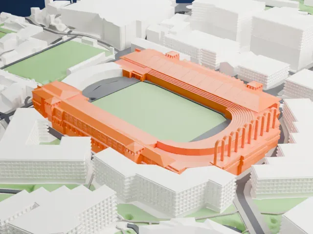 Stade Louis II model, East view