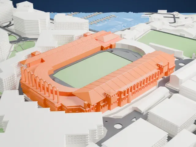 Stade Louis II model, North view