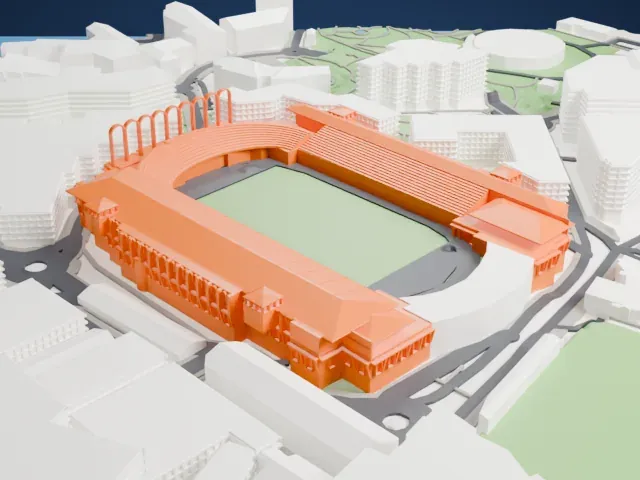 Stade Louis II model, West view