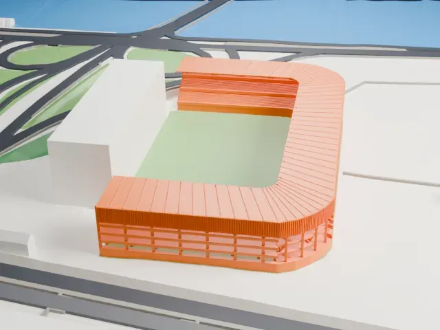 Stade Maurice Dufrasne model, North view