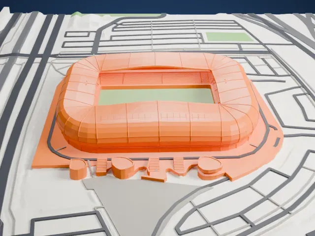 Stade Océane model, West view