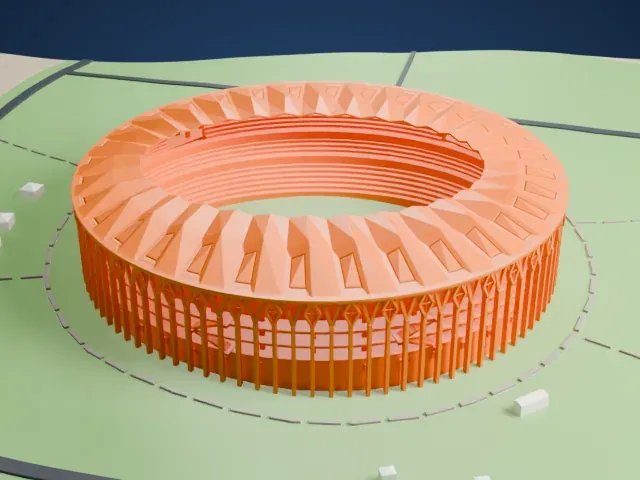 Stade Olympique d'Ebimpé model, East view