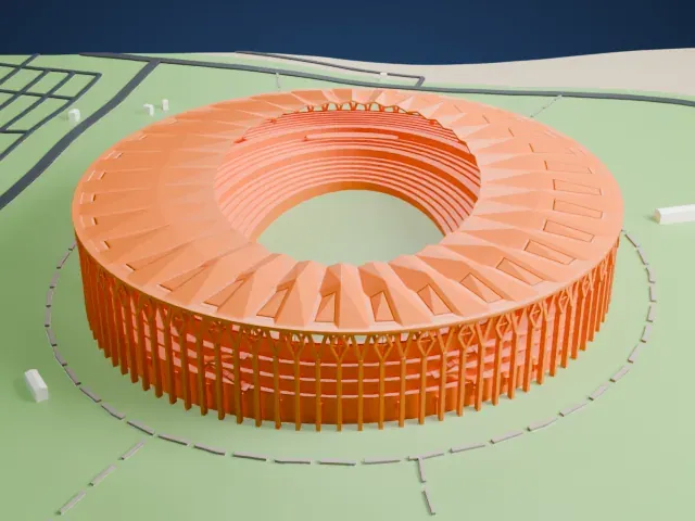 Stade Olympique d'Ebimpé model, North view