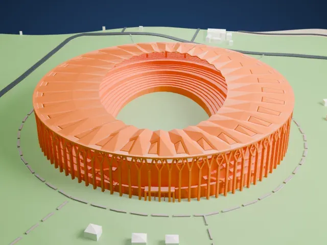 Stade Olympique d'Ebimpé model, South view