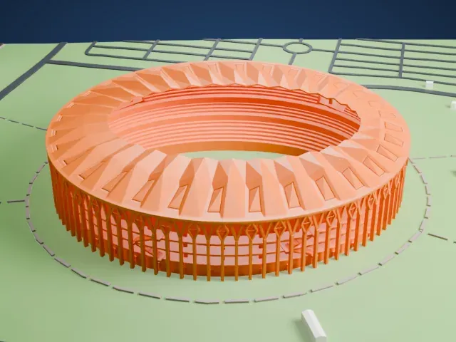 Stade Olympique d'Ebimpé model, West view