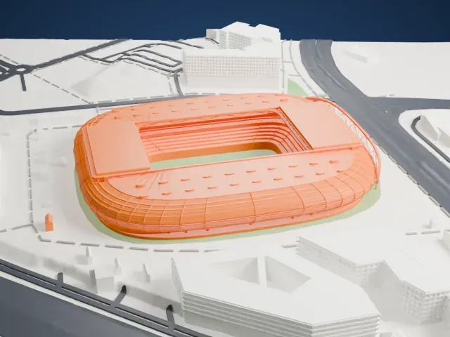 Stade Pierre-Mauroy model, East view
