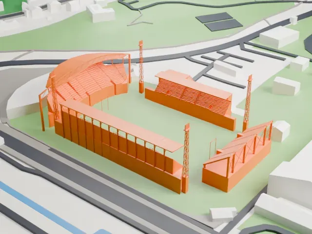 Stadio Alberto Picco model, East view