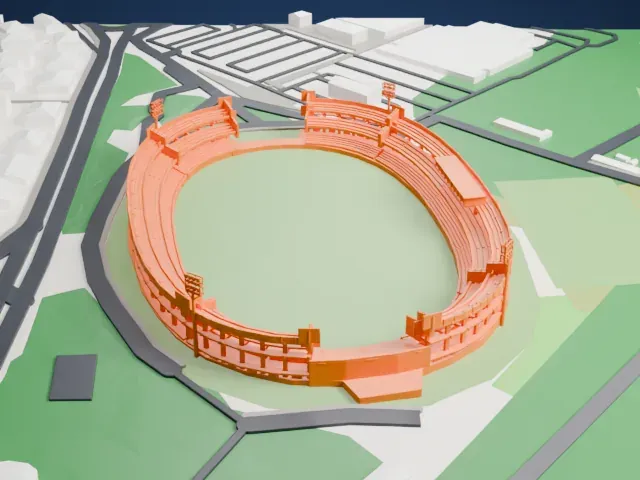 Stadio Libero Liberati model, North view
