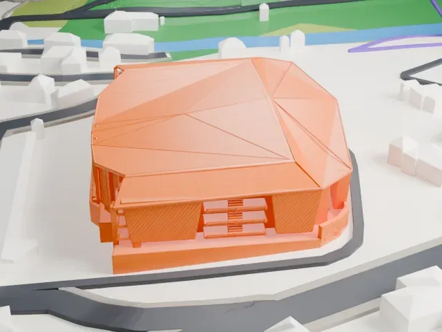 Stadio olimpico del ghiaccio model, East view