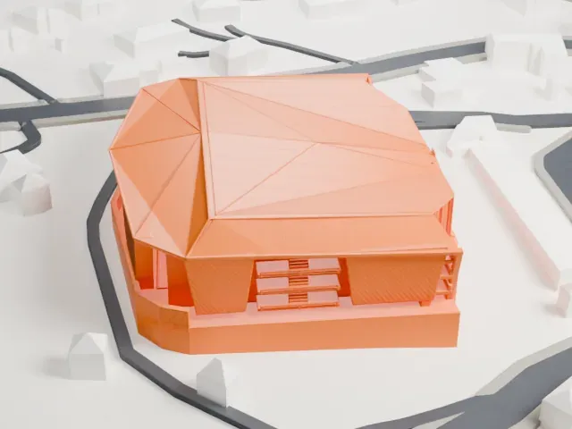 Stadio olimpico del ghiaccio model, West view