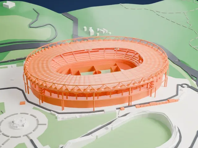Stadio Olimpico model, East view