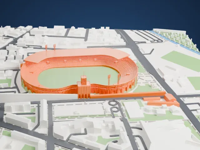 Stadio Renato Dall'Ara model, East view