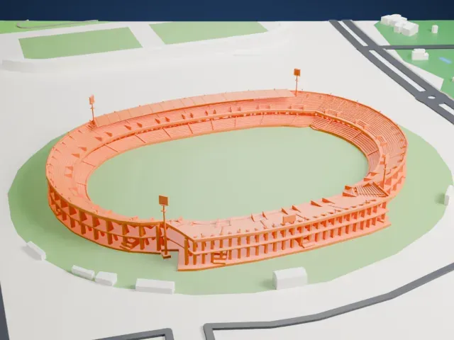 Stadio Via del mare model, East view