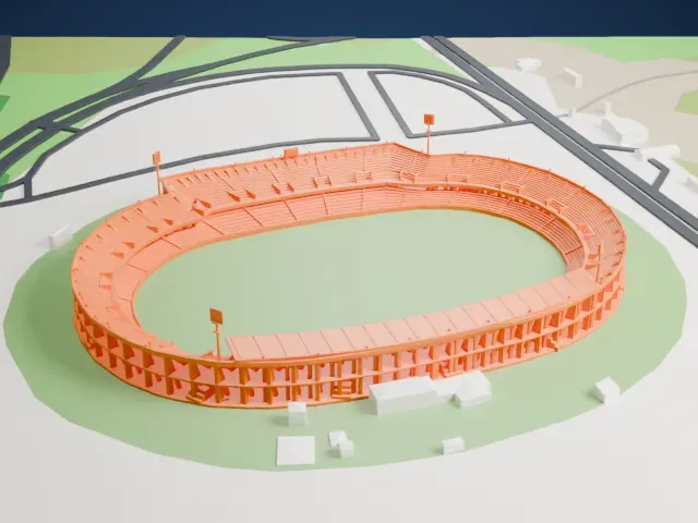 Stadio Via del mare model, West view