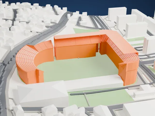Stadion Grbavica model, East view