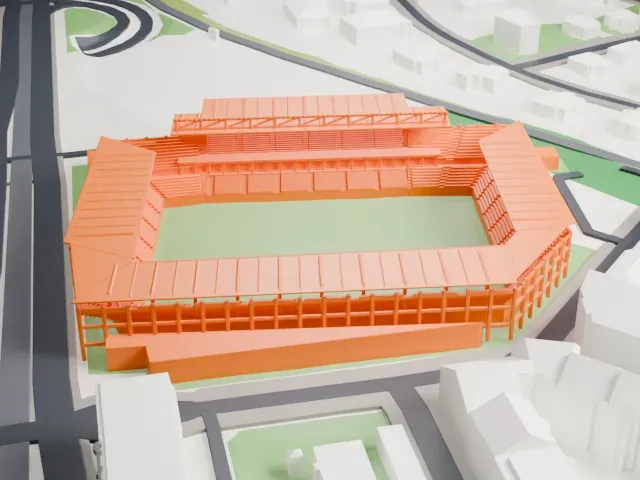 Stadion Letná model, East view