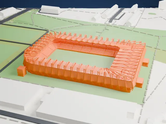 Stadion, Malmö model, East view
