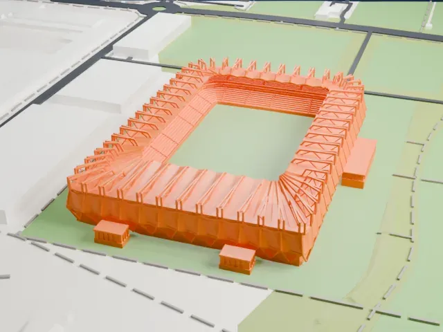 Stadion, Malmö model, North view