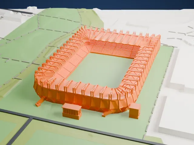 Stadion, Malmö model, South view