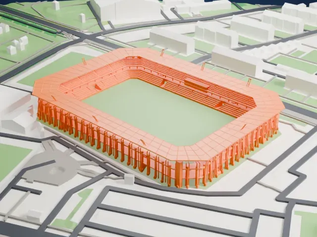 Stadion Miejski (Kielce) model, East view