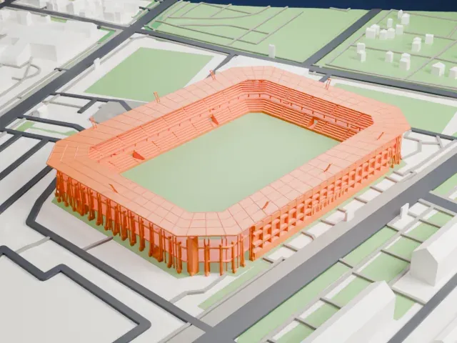 Stadion Miejski (Kielce) model, North view