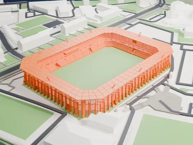 Stadion Miejski (Kielce) model, South view
