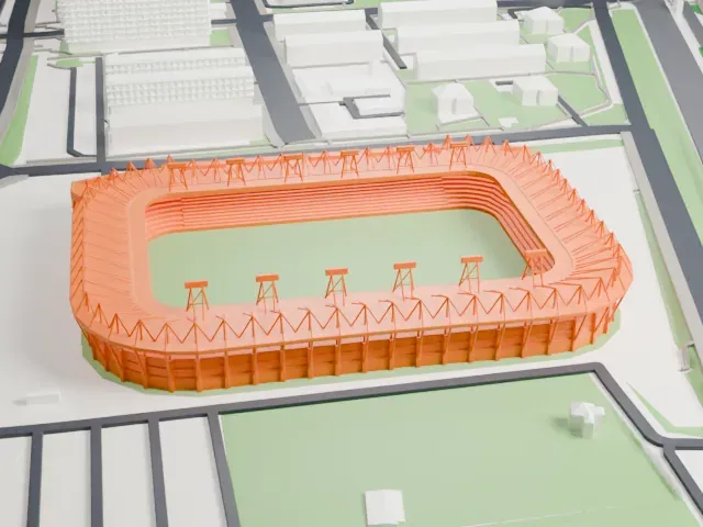 Widzew Łódź Stadium model, East view