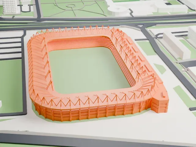 Widzew Łódź Stadium model, North view