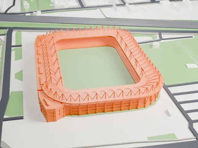 Widzew Łódź Stadium model, South view