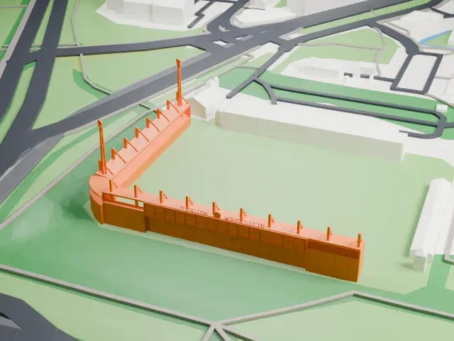 Stadion Woudestein model, East view