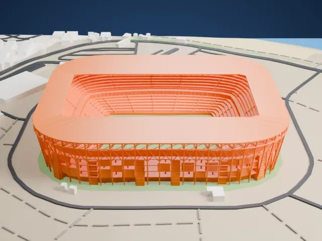 Stadium 974 model, East view