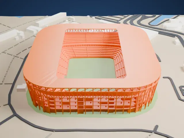 Stadium 974 model, North view